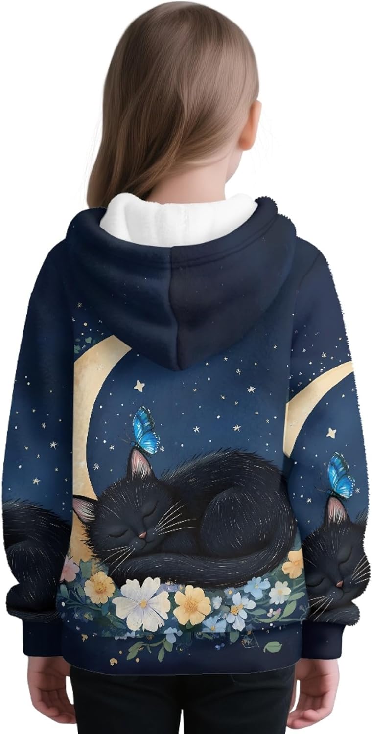 AmzPrint Girls' Half Zip Fleece Hoodies Long Sleeve Fashion Pullover Back To School Hoodies For Kids Girls