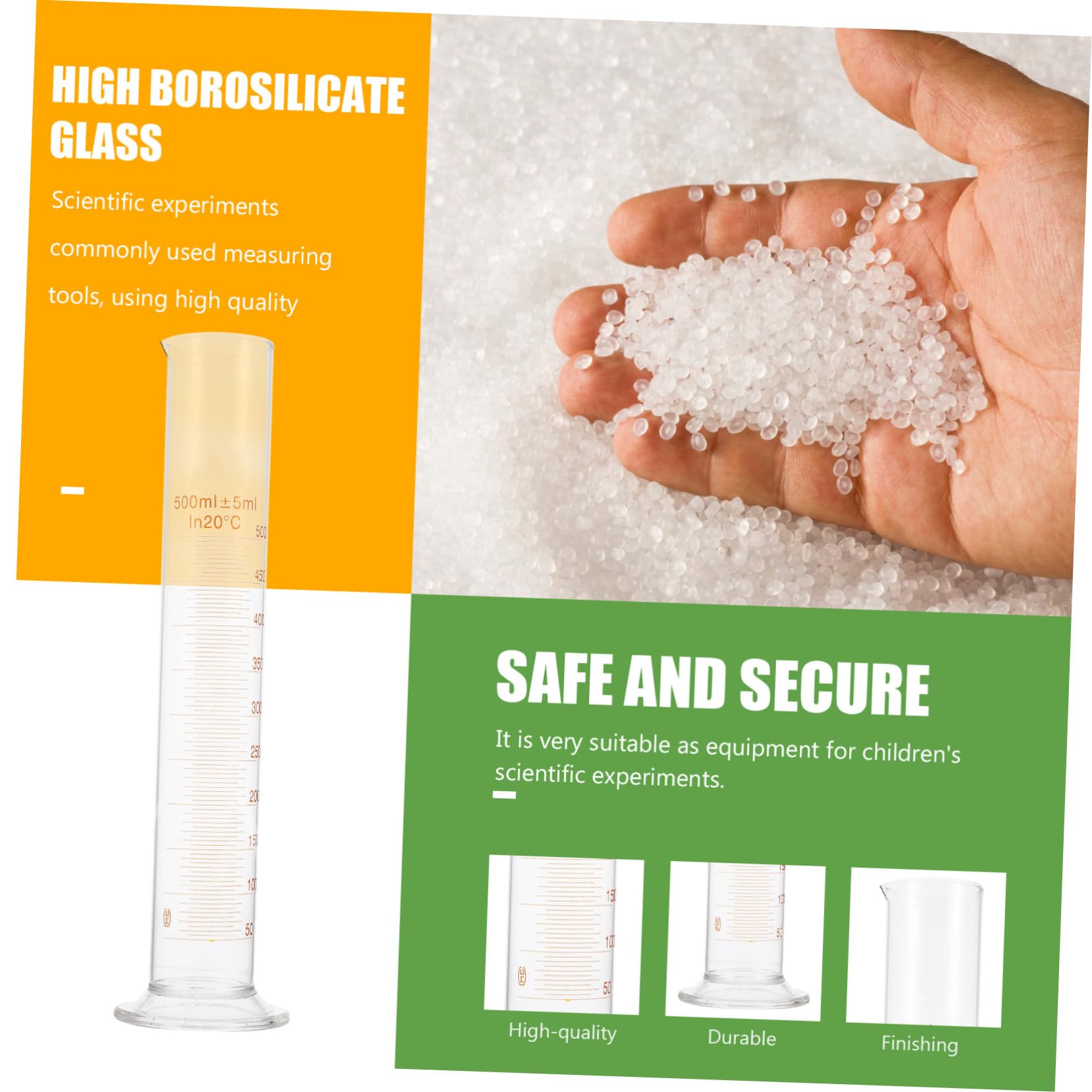 Hochborosilikat Messzylinder aus Glas 500ml für Chemie