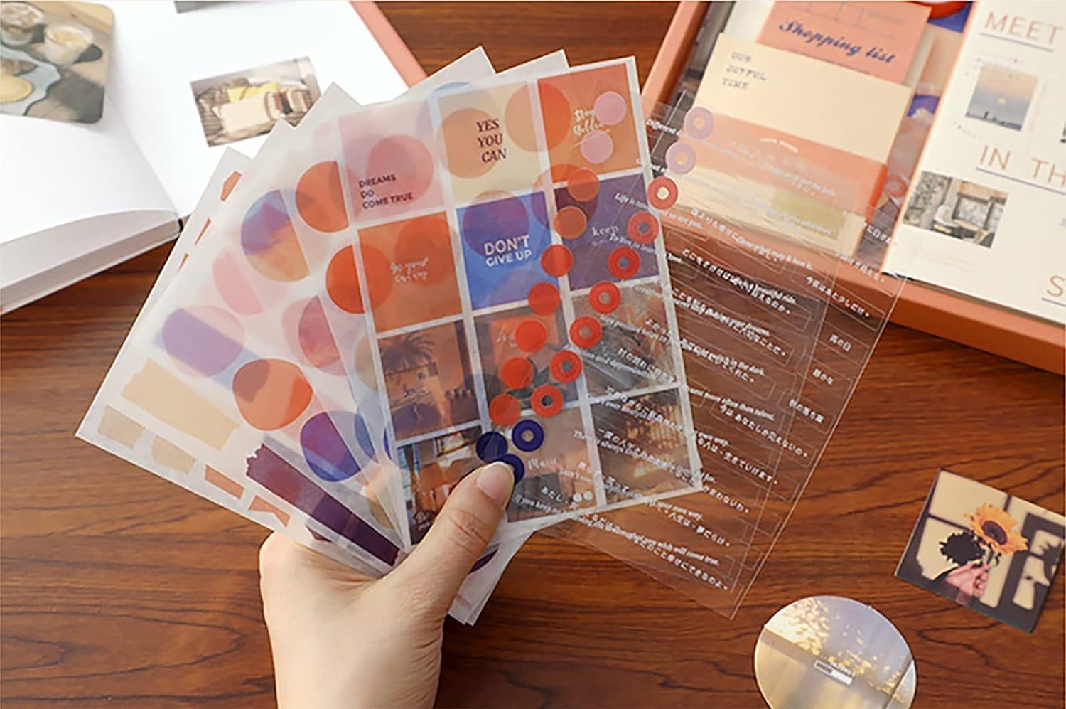 TIXDREEM 346pcs Journal Supplies Kit Scrapbook Stickers Pack for Art Journaling Bullet Ju1nk Journal Planners DIY Decoration Paper Stickers Craft Kits Notebook Collage Album (Sunset Scrapbook) 4