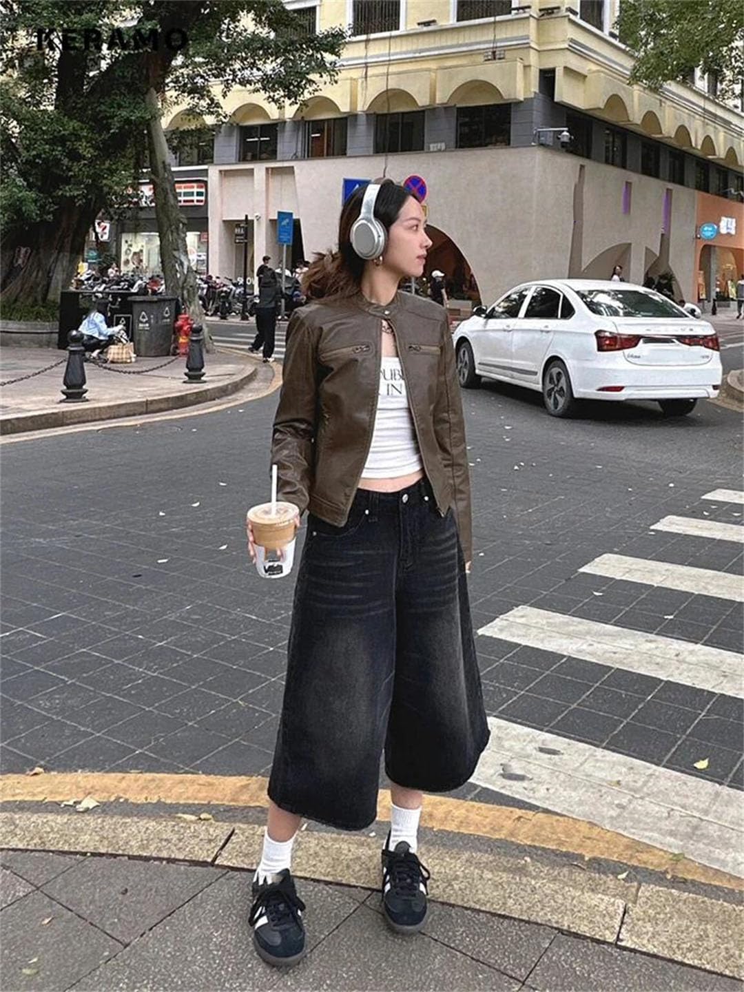 Damskie szorty jeansowe retro workowate na co dzień z szerokimi nogawkami Harajuku sprane luźne szorty z wysokim stanem