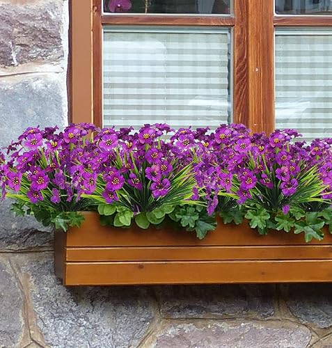 Miniatura 7 de 14 paquetes de flores artificiales para exteriores, plantas falsas de plástico para interiores, jardín, patio, porche, ventana, decoración, no