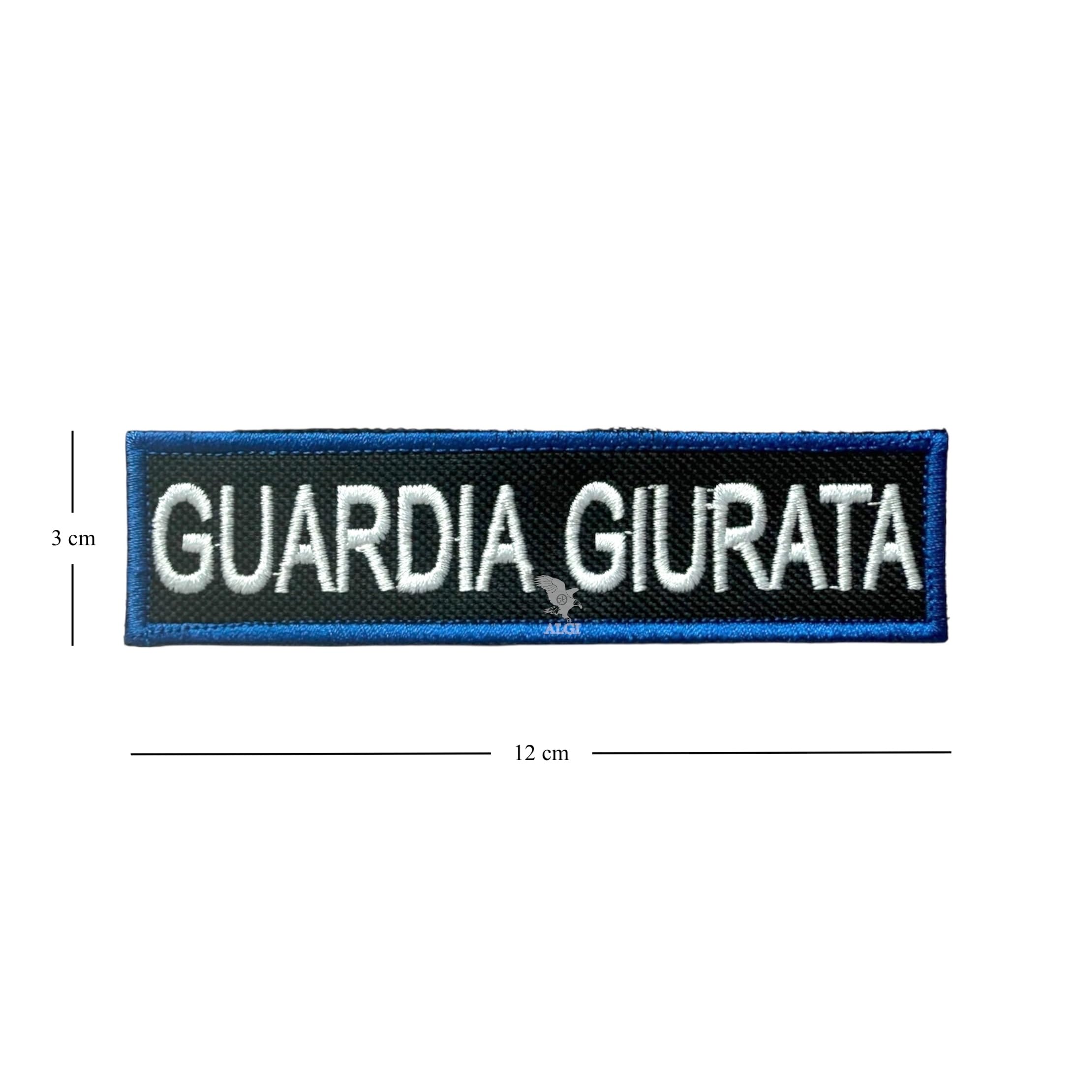 Toppa Patch Guardia Giurata in scritta 3D Adesione a Strappo 12.0x3,0 cm (BLU)