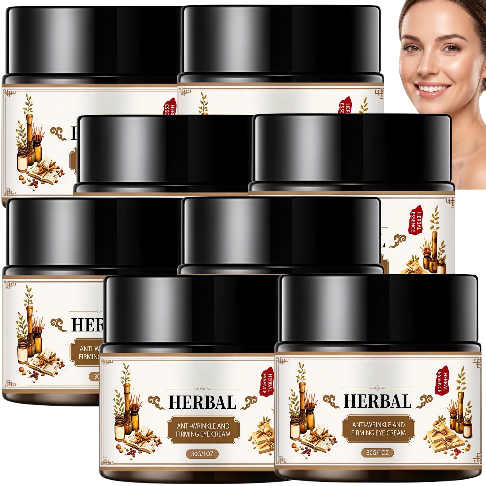 Crème contour des yeux raffermissante anti-rides, crème tenseuse instantanée pour les yeux et le visage, atténue les poches et les rides, sérum contour des yeux aux peptides pour réduire (8pcs)