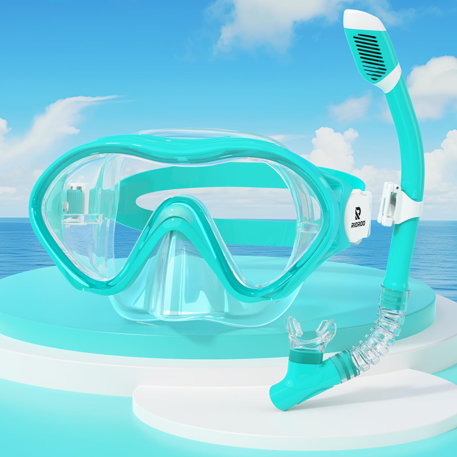RIOROO Taucherbrille Kinder,Schnorchelset Kinder für Jungen Mädchen,schwimmbrille kinder mit Nasenabdeckung Anti Nebel Anti-Leck Tauchmaske 180°Panorama HD Schwimmmaske für Kinder 4-14 Jahre