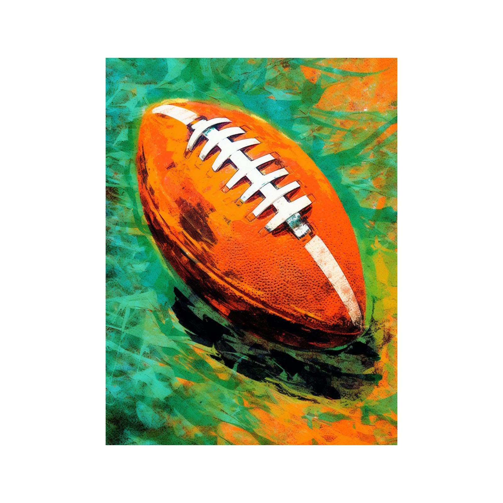 veces Pósteres de fútbol para dormitorio de niños, decoración motivacional de fútbol de rugby verde y naranja, póster de dormitorio para habitación de adolescentes, impresiones deportivas, 60 x 90 cm,