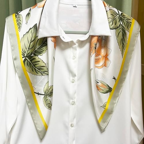 Miniatura 207 de FONYVE - Pañuelo de satén sedoso de tamaño mediano para mujer, cuadrado, 27.5 x 27.5 pulgadas