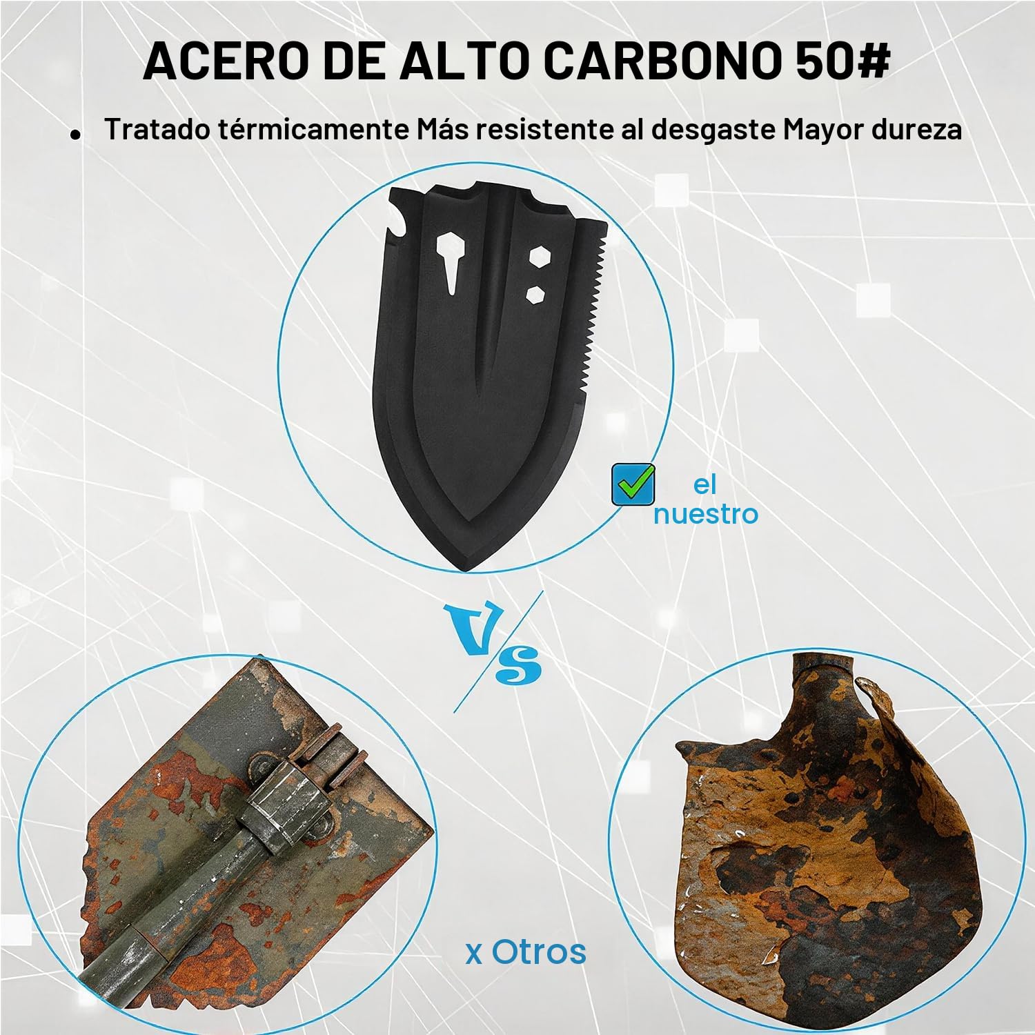 Pala Plegable Multifuncional 66 cm, Pala de Nieve Plegable, Pala Plegable Militar, Pala de Supervivencia Camping, Portátil Pala Plegable para Camping, Jardín, Supervivencia, Senderismo, Car
