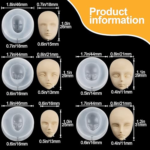 Miniatura 2 de PAGOW 5 moldes de silicona para cara humana para bricolaje pastel de chocolate, fondant, galletas, pudín de azúcar, caramelo duro, postre, vela,