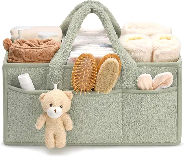 Panier Rangement Bébé Portable avec Compartiments Interchangeables - Vert