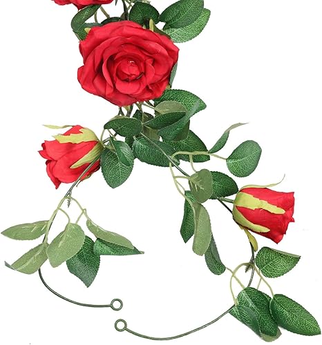 Miniatura 5 de SHACOS - Guirnaldas de rosas artificiales para colgar con hojas y flores para uso en el hogar, bodas, fiestas
