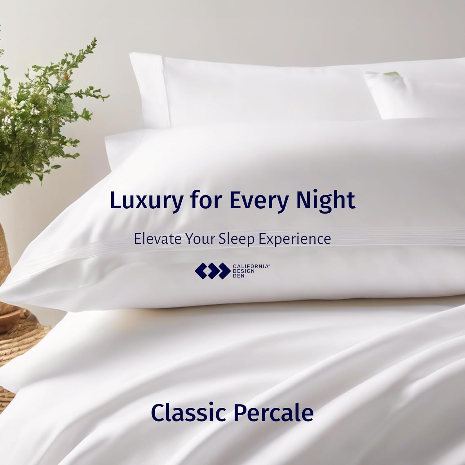 California Design Den 100% Egyptian Cotton Pillow Cases King Size Set of 2 - Crisp Percale Feel, Soft & Breathable Cotton Pillow Covers - White - Image 8