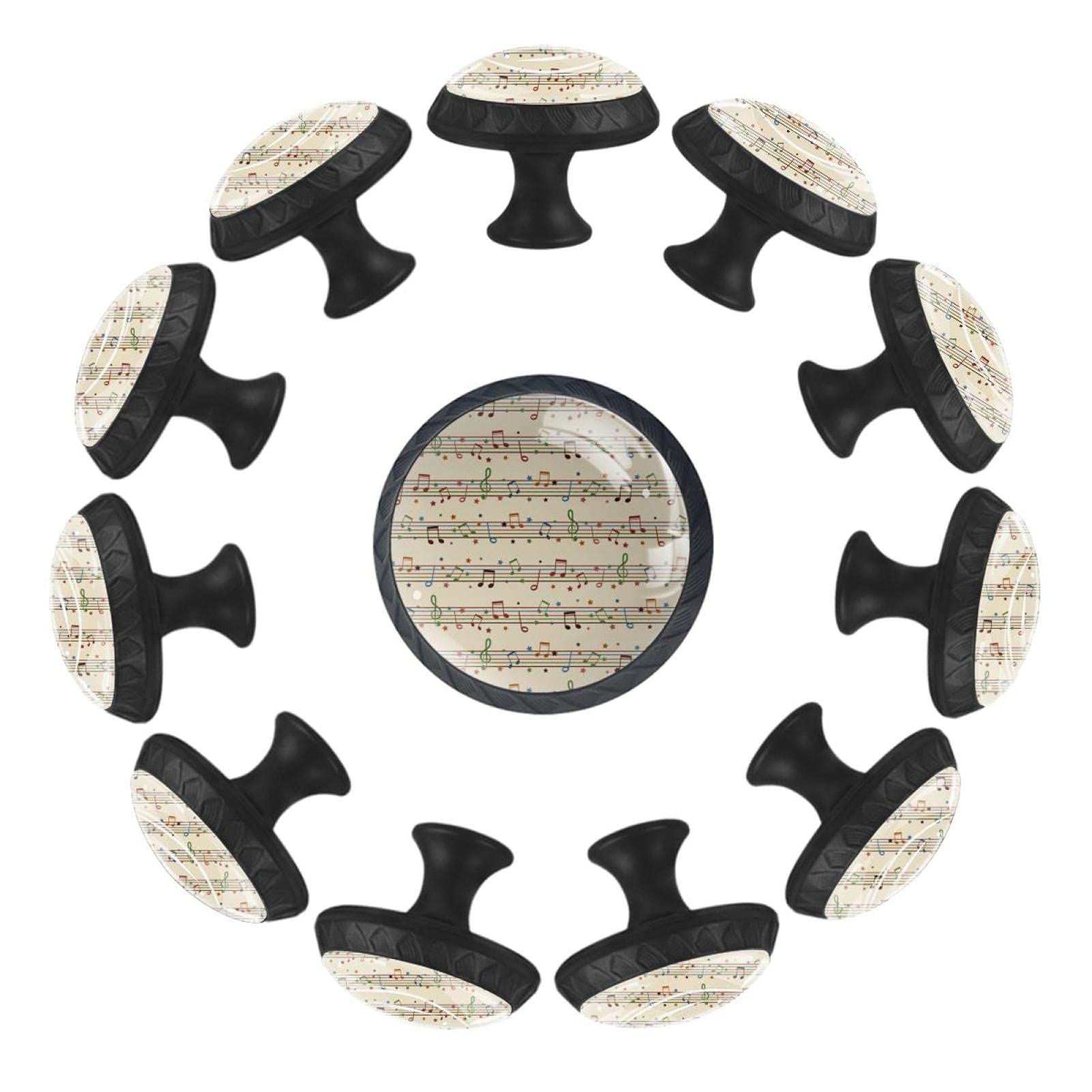 Boutons de tiroir ronds de 35 mm avec notes de musique pour commode et chambre