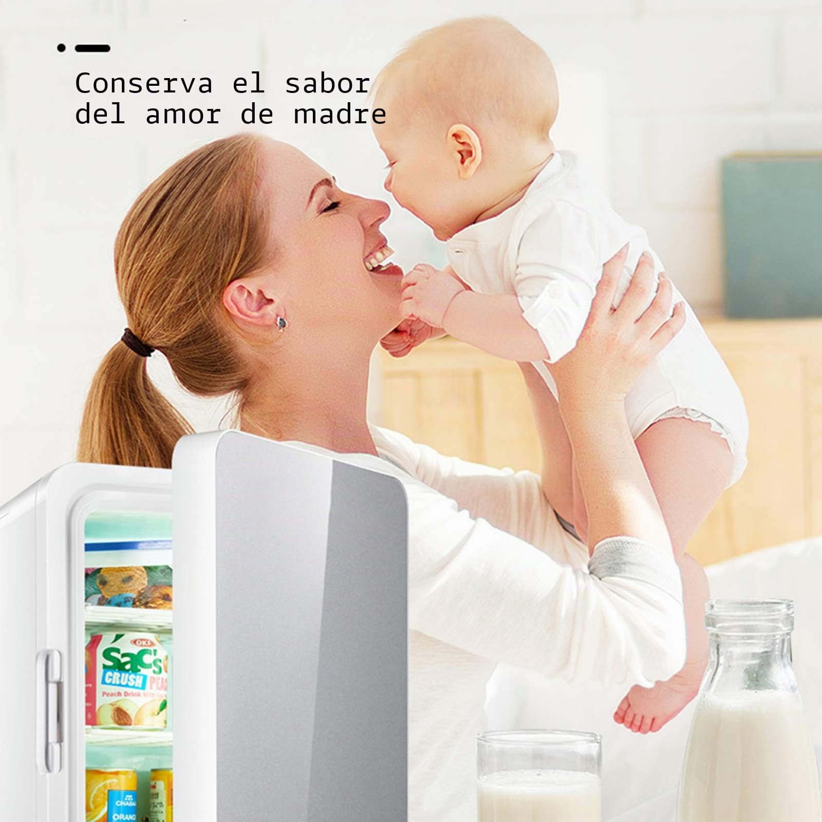 Mini Nevera Con Congelador De 10L, Pequeña Para Acampar, 12V/220V, Minibar Silencioso, Para Cosméticos, Plata
