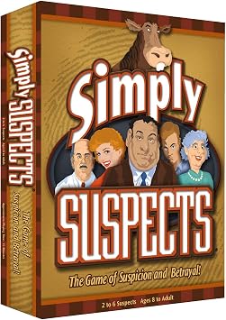 Simply Suspects - The Game of Suspicion & Betrayal - Fast-Paced Hidden Identity Detective Board Game - Family Fun for Ages 8+ 2-6 Players