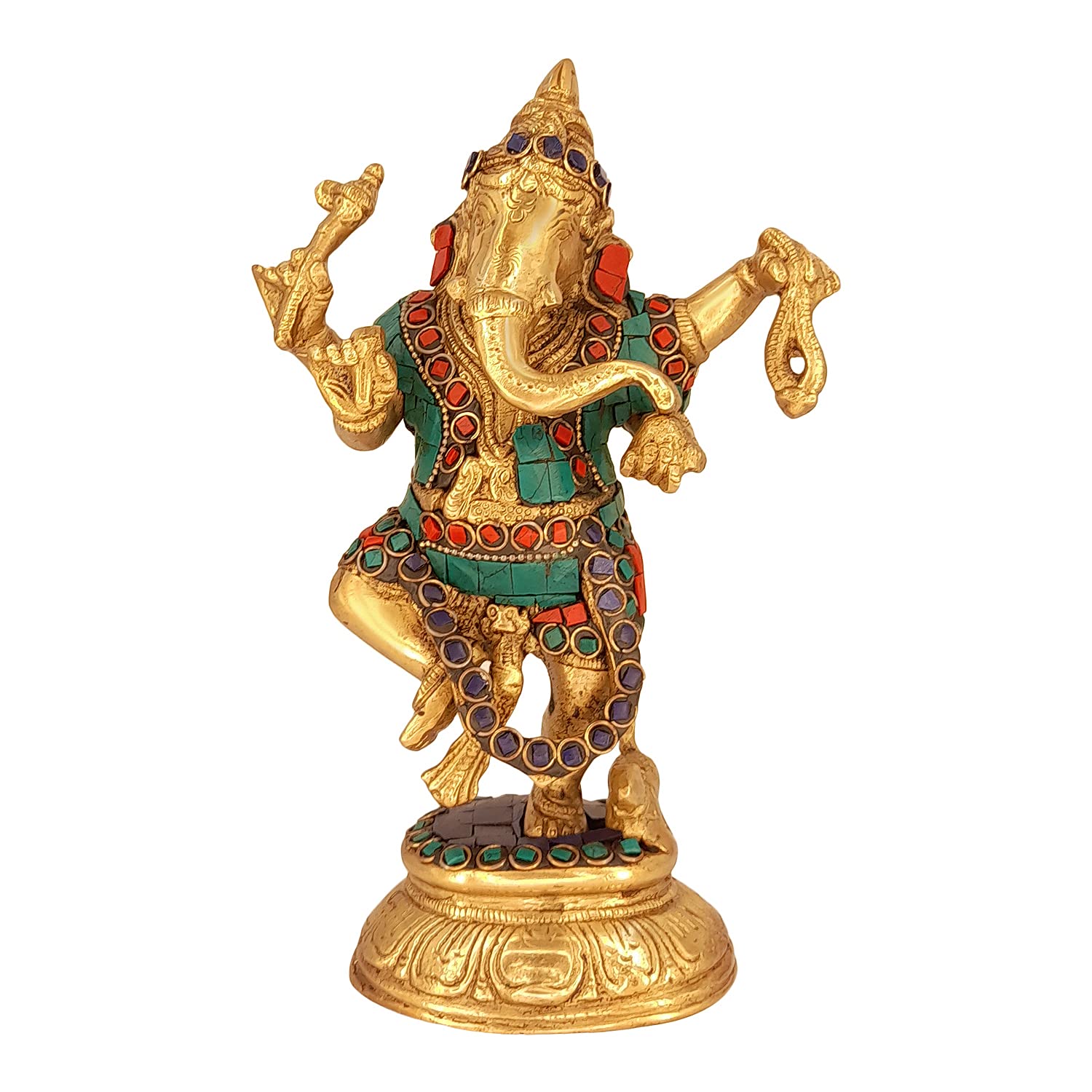 Buy Kartique Brass Ganesh Bhagwan Dancing with Mushak Statue Mangalkari