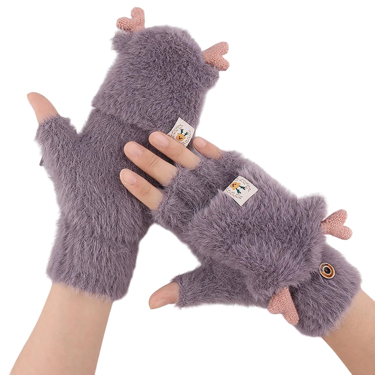 Winter Gloves for Women Woolen Warm Soft Fur Fleece Hand Gloves for Women and Girls Knitted Acrylic Wool Touchscreen Finger Cute Mitten (Freesize)