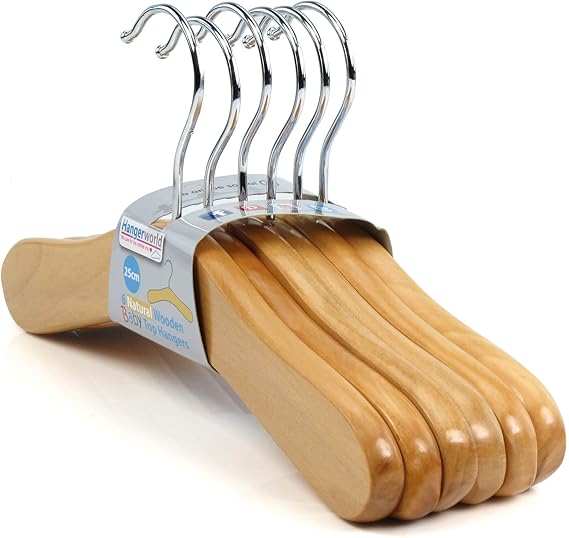 HANGERWORLD Newborn Hangers for Baby Clothes Pack of 6, Size 9.8inch, Wooden