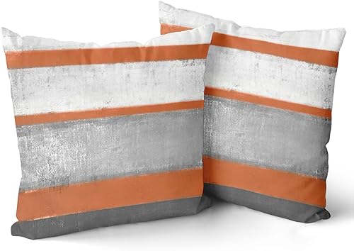 Miniatura 2 de Juego de 2 fundas de almohada color aguamarina de 18 x 18 pulgadas, color verde claro, gris y gris, modernas, de arte abstracto, a rayas, para casa