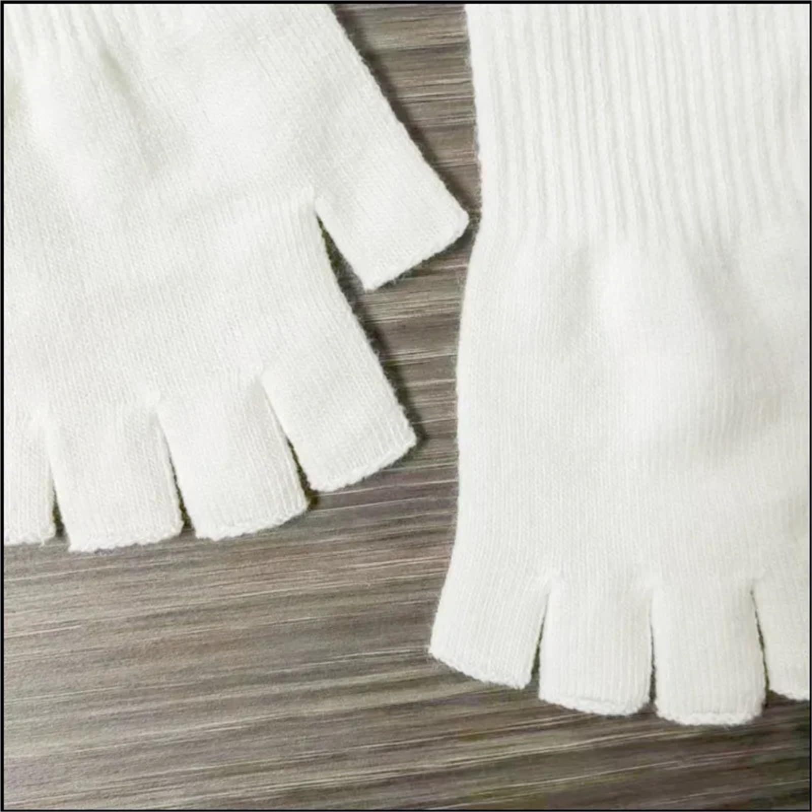 3 pares elásticos de muñeca larga Color sólido guantes escritura medio dedo cálidos sin dedos a prueba frío Para Correr, Ciclismo, Conducir