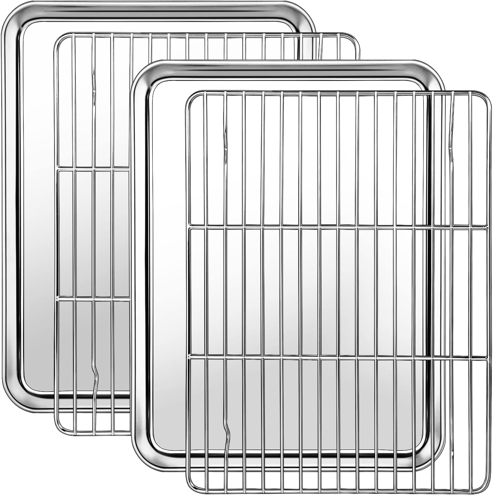 Amazon.com: 4 PCs Small Baking Sheet with Wire Rack Set [2 Baking Pans ...