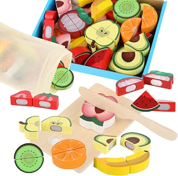 CRESZZLE CRESZZLE Panier de Fruits en Bois à Découper avec Couteau et Sac
