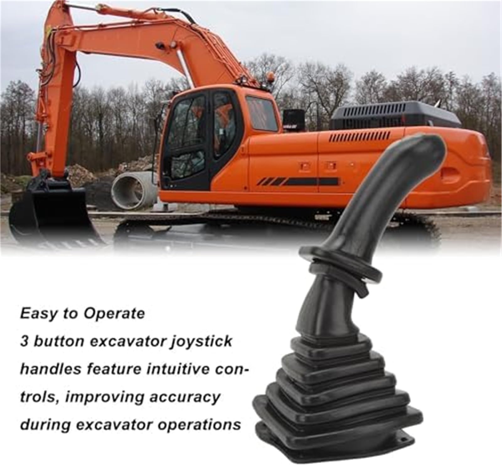2 szt. 3-przyciskowe uchwyty joysticka do koparki, 3-przyciskowe uchwyty joysticka do koparki z osłoną przeciwpyłową, uchwyty joysticka do koparki, do Doosan DH DX150 215 225 300 370 9C Joysti