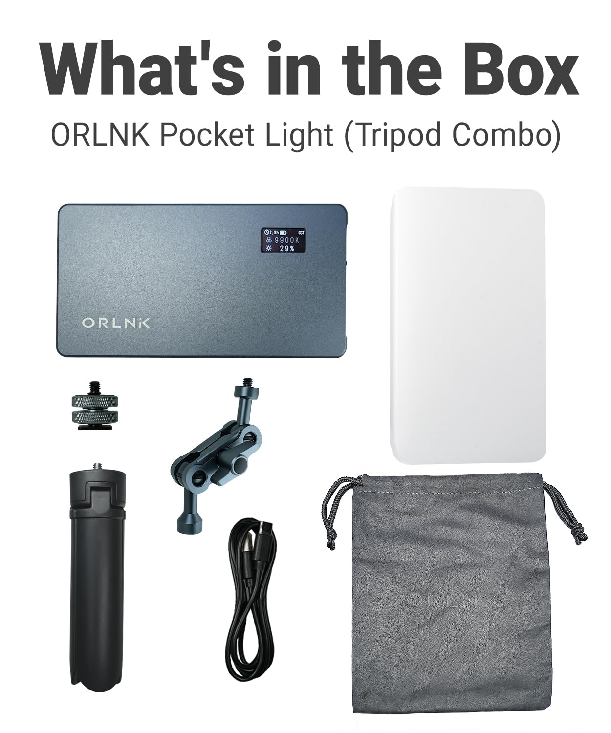 ORLN'K Luce video RGB tascabile, pannello luminoso portatile a LED da 6,5 pollici, 4000 mAh ricaricabile, CRI95+ 2500-9900K, max 10W, corpo in alluminio integrato, illuminazione foto e video (blu