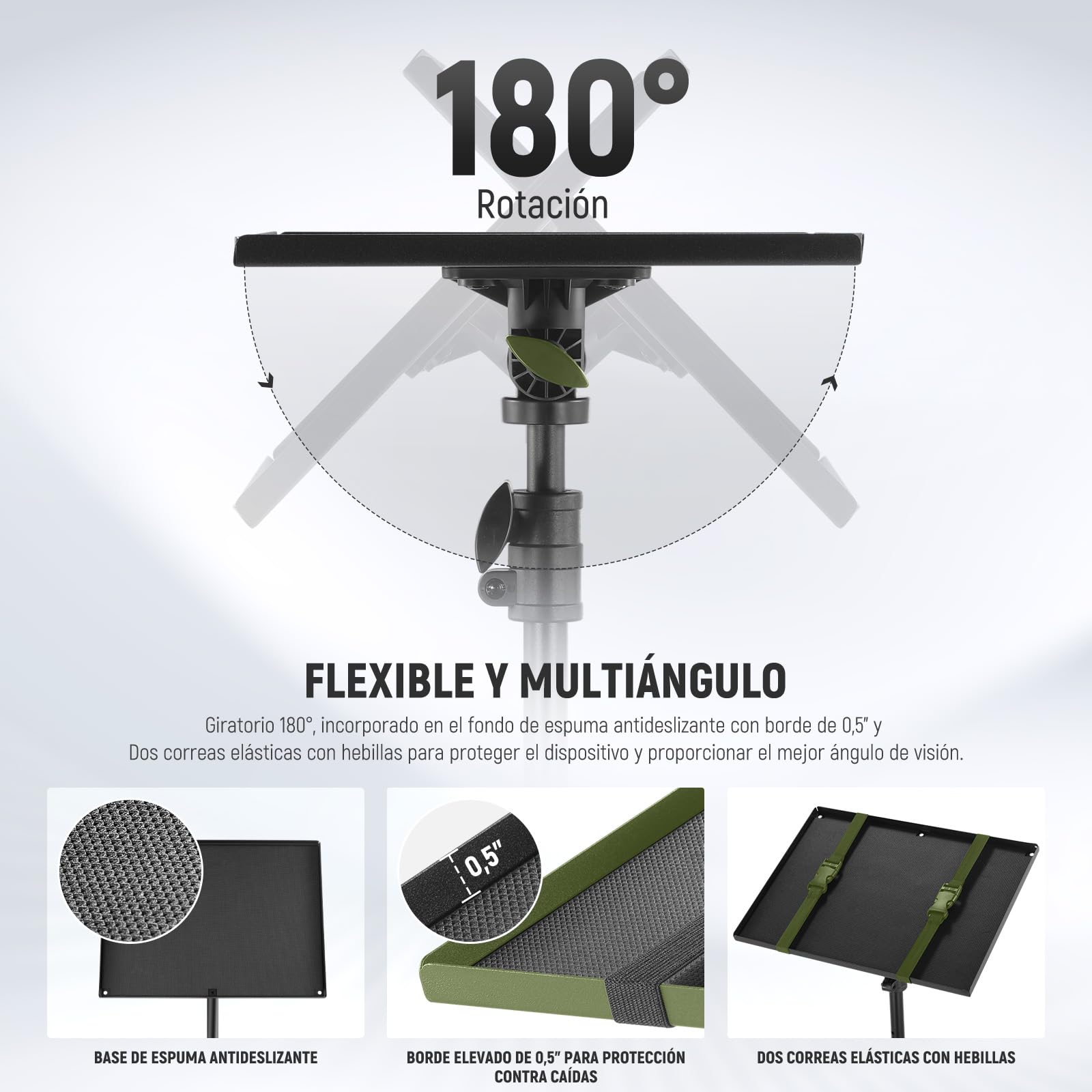 Soporte para Proyector con Bandeja Inclinable 180 ° y Soporte para Teléfono, 3 Secciones Telescópicas 29.9"-57.1"/76-145cm Trípode para Proyector/Portátil, Trípode Portátil Plegable Estudio