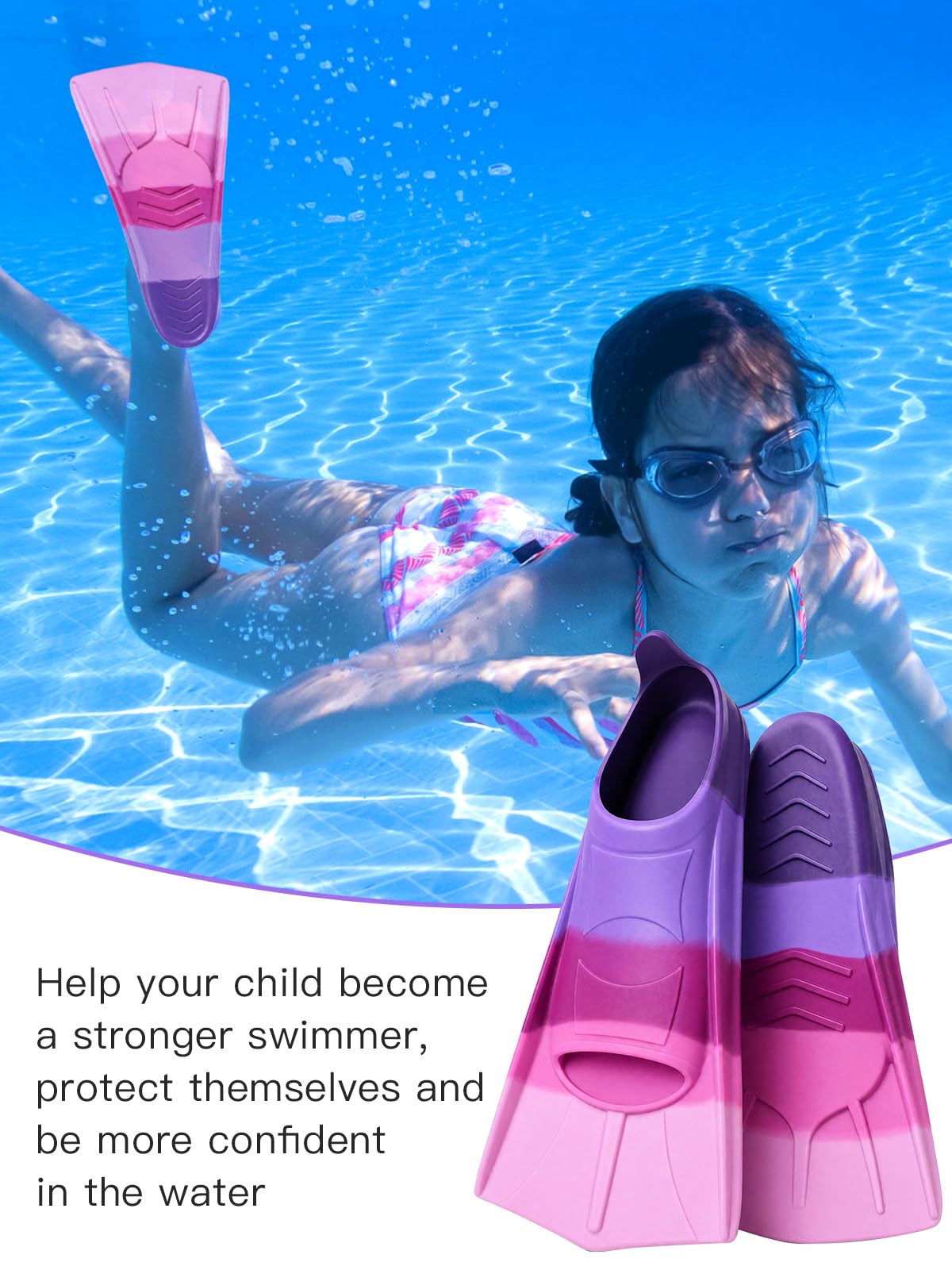 Płetwy do pływania dla dzieci, 100% silikon, krótkie płetwy do snorkelingu, dla dorosłych, dzieci, do pływania na świeżym powietrzu, snorkelingu, nurkowania dla początkujących
