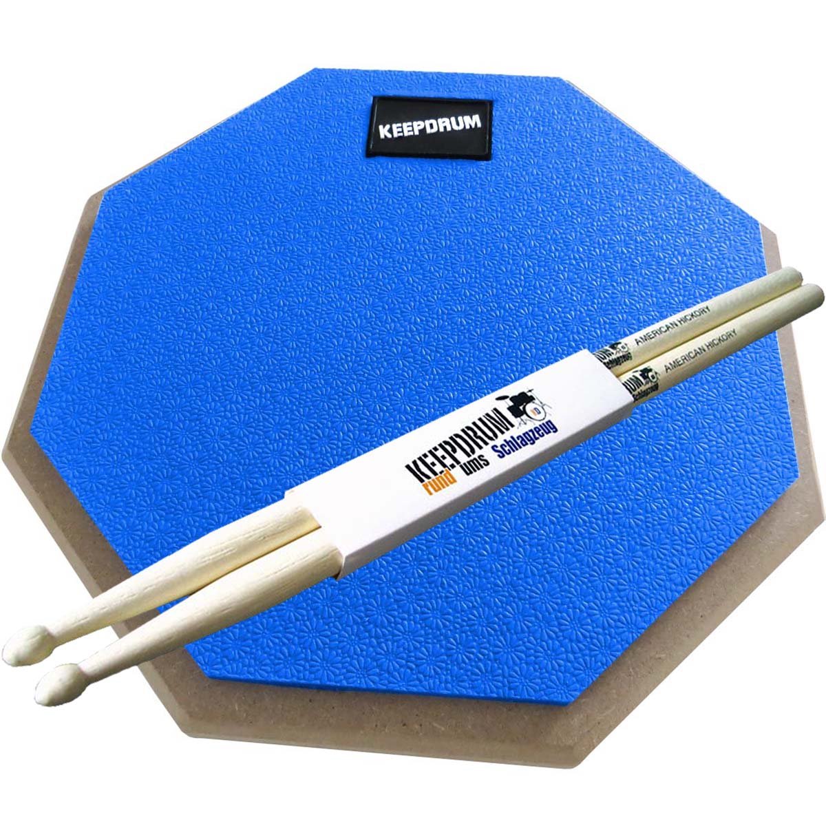 keepdrum DP-BL Practice - Almohadilla para batería (con trípode y funda, taburete y baquetas), color azul