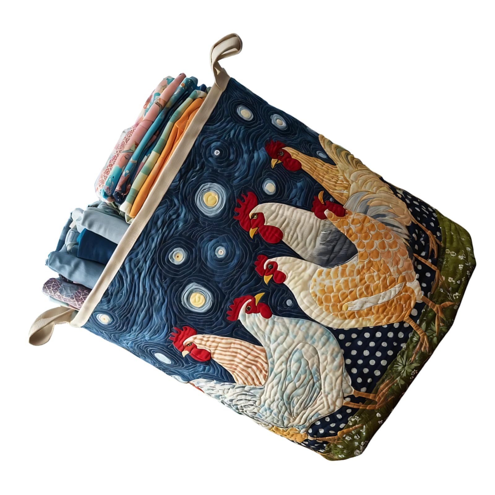 Quilted Laundry Basket with Handles Folding Storage Basket Clothes Holder for Toys and Home Organization Folding Hamper