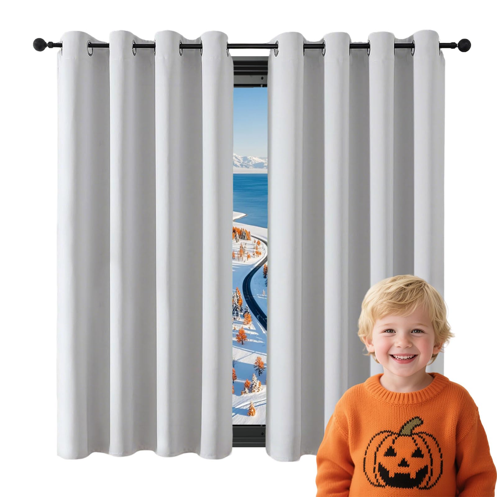 GUOJUN Cortinas Opacas 140 x 270 cm Modernas Opacas con Ojales Cortinas Blackout Anti Luz Acustico Privacidad para Habitacion Salón Balcón, Blanco