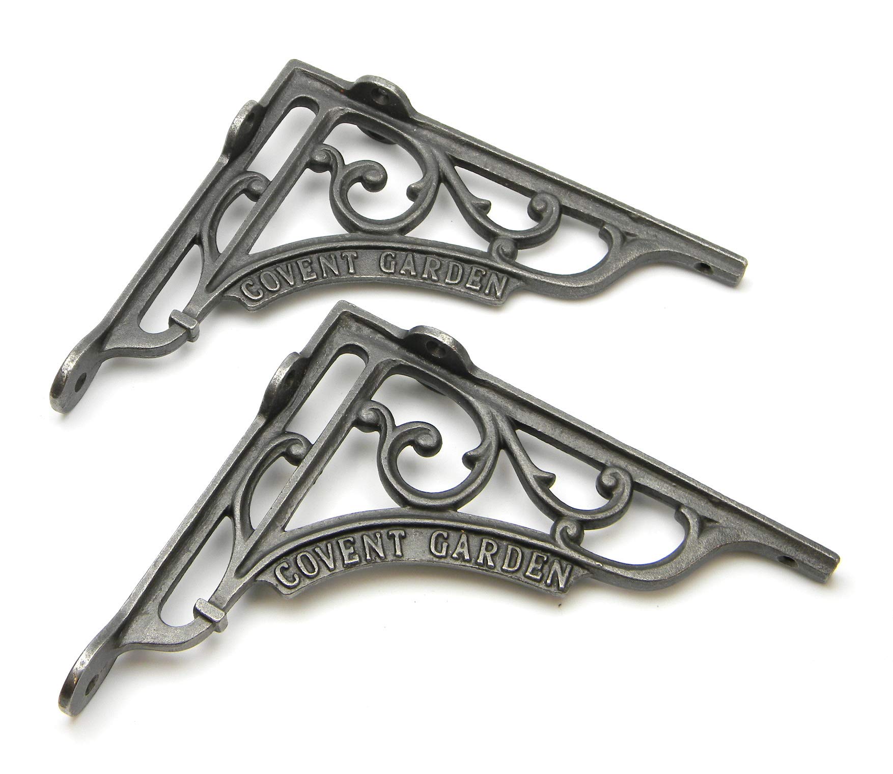 Covent Garden Pair of Shelf Brackets Antique Cast Iron - 180mm x 200mm