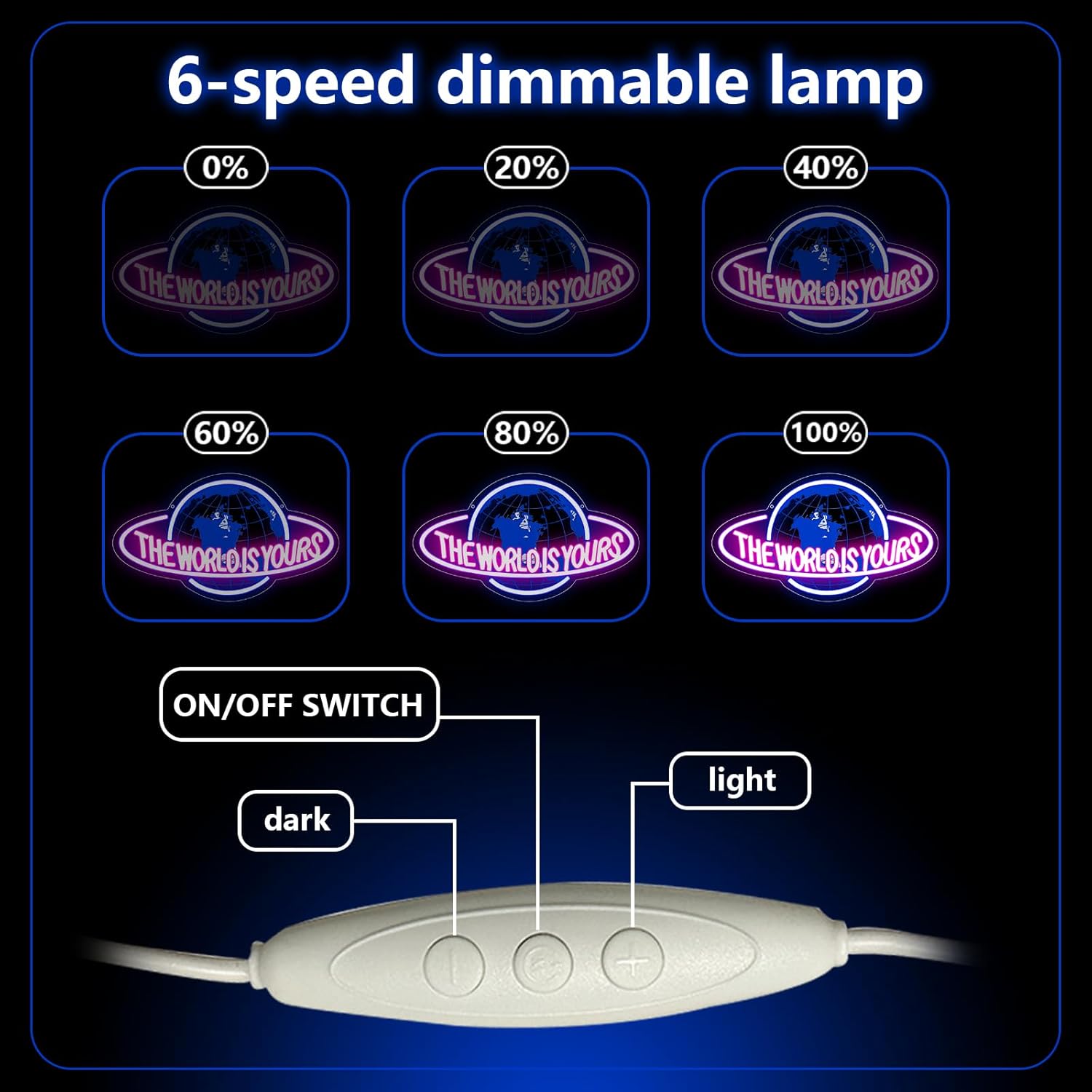 The World is Yours Neon Sign, Led Neon Light Signs for Game Room Wall Decor Gaming Planet LED Light up Sign Lamp for Man Cave Party Bedroom Bar Birthday Gamer Gift Dimmable USB Powered(16.2"*9.5")