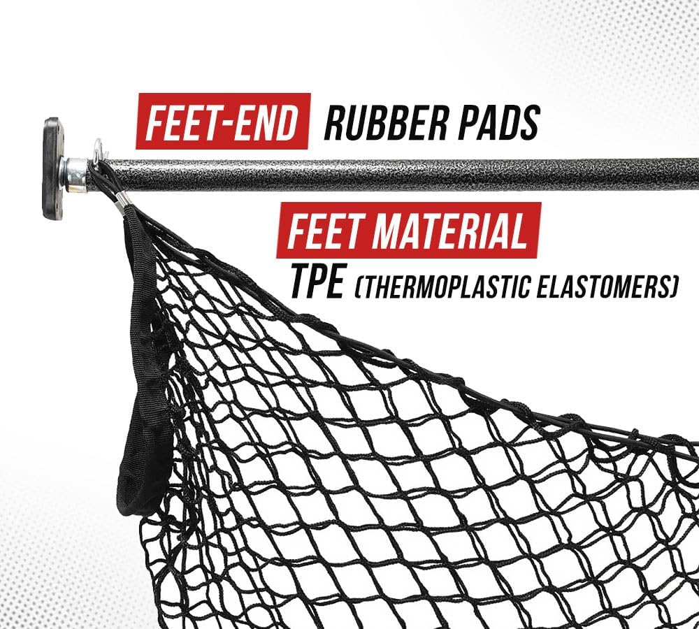 Mytee Products 40"-70" Ratcheting Cargo Load Bar for Pickup Truck Bed with 60"x24" Storage Net - Adjustable Load Lock Bars - Truck Bed Cargo Stabilizer Bar for Semi Trailers, SUV & Bed Divider