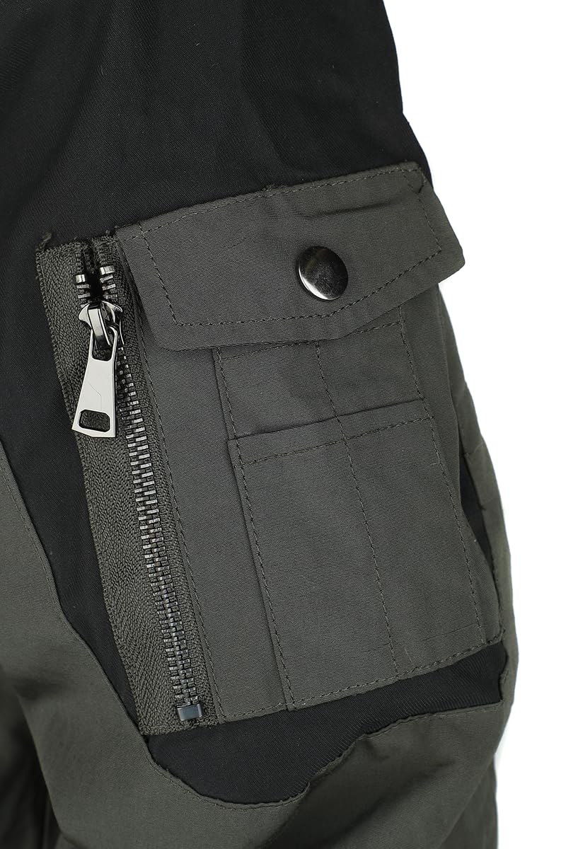 Black Premium by EMP Hombre Chaqueta de invierno verde oliva con cuello de piel sintética