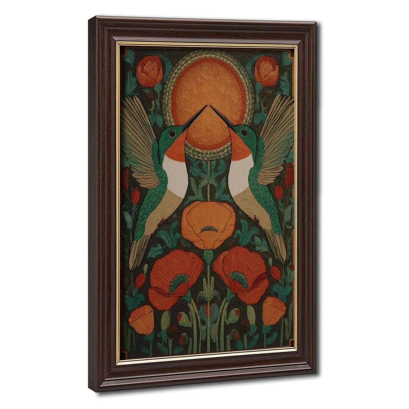 Bareronor Hummingbird Folk Poster Canvas Poster Bedroom Decor Landscape Office Room Decor Gift 24" L X 36" W