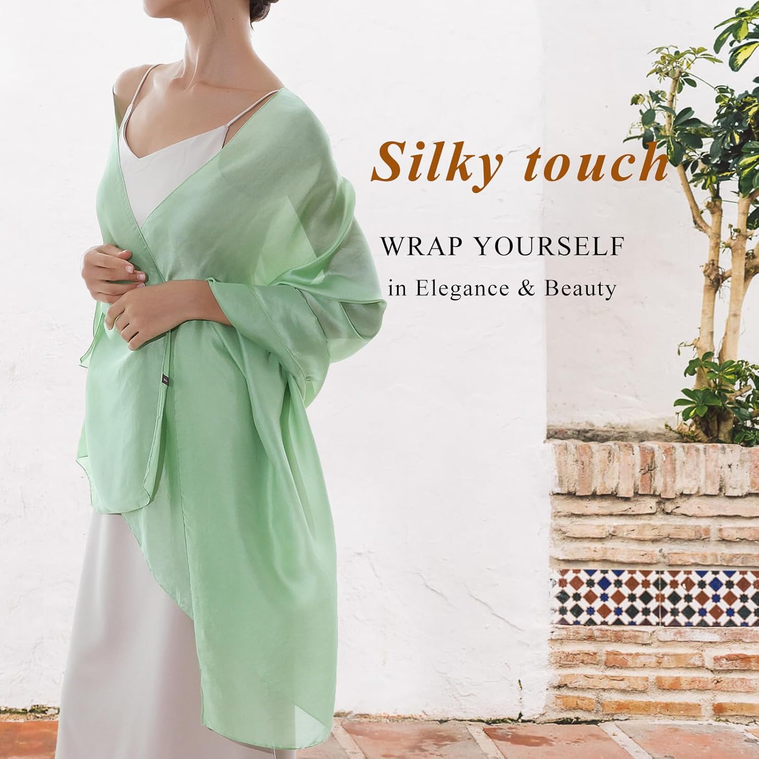 RIIQIICHY Women Shawls and Wraps for Evening Dresses Like Chiffon Silk Scarf Formal Silky Pashmina Shawls for Weddings - Image 2