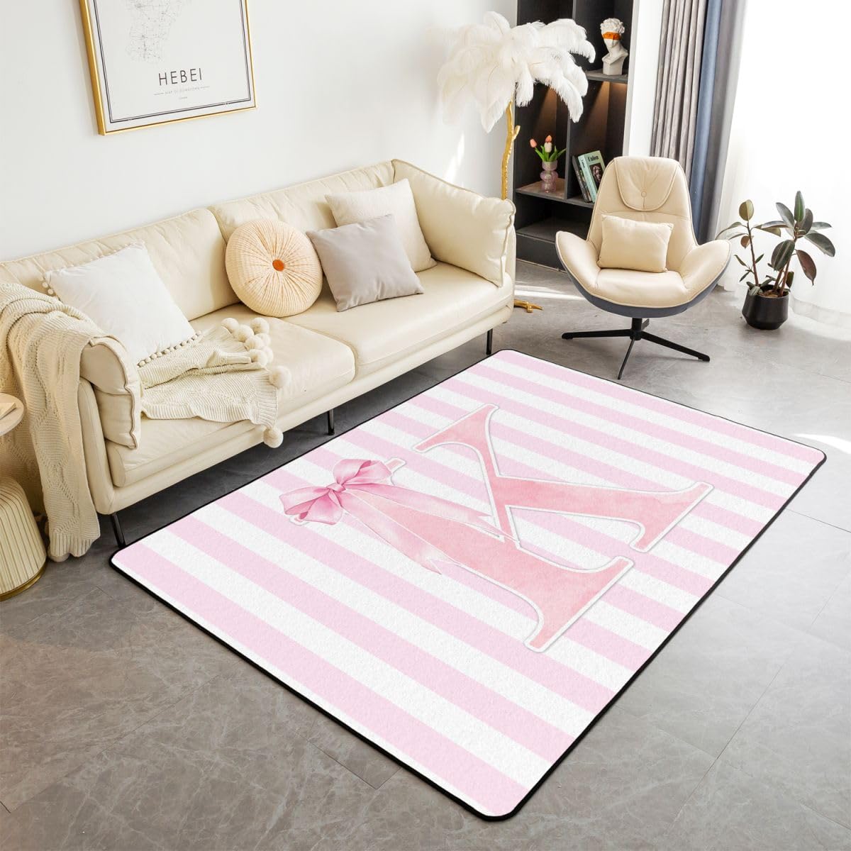 Homewish Alfombra grande rosa con letra K del alfabeto, 150 x 200 cm