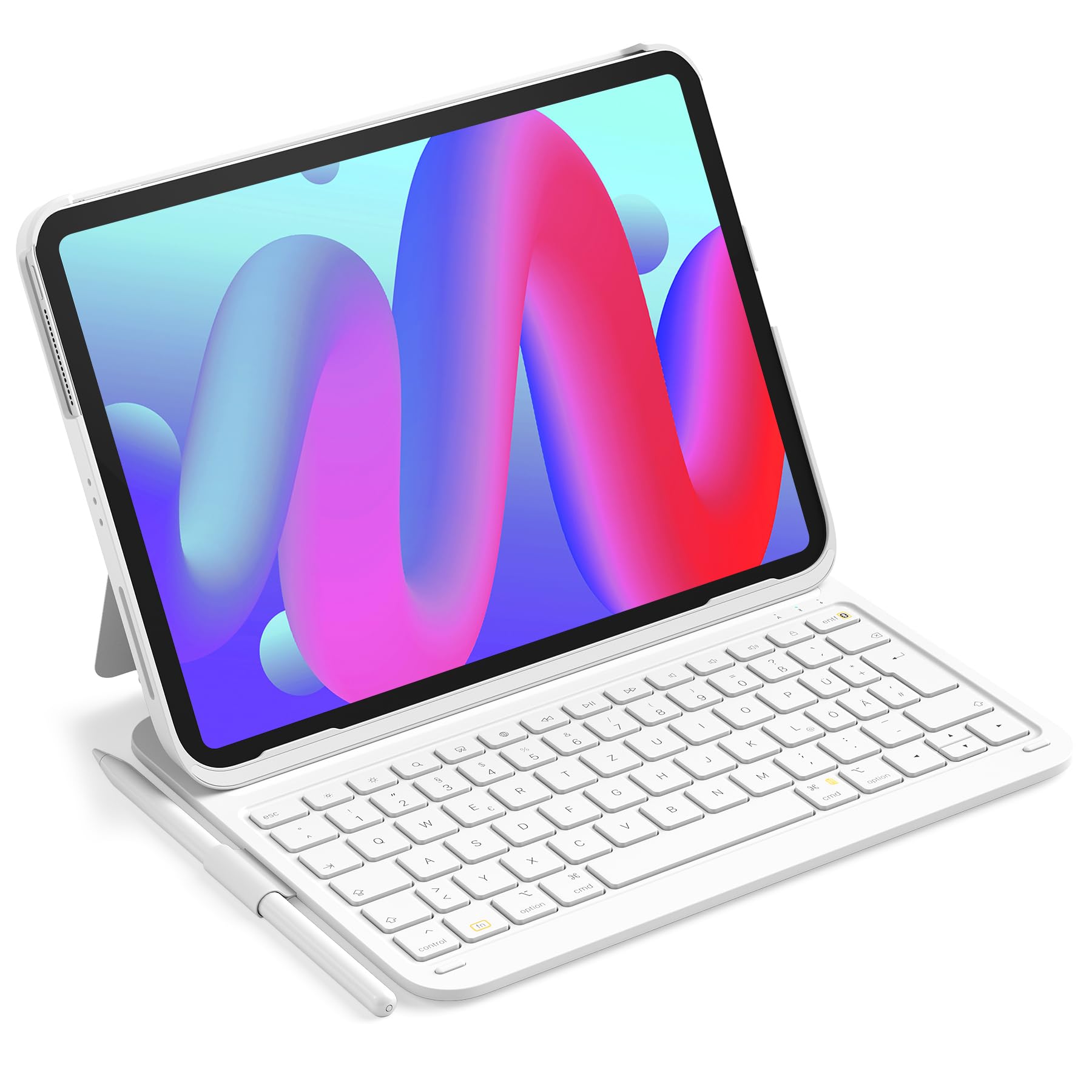 Inateck iPad 10 Generation Hülle mit Tastatur, für iPad 11 Gen. A16 2025 11 Zoll, Air 11 Zoll M3/M2 (2025/2024),Air 5/4, Pro 11 4/3/2/1,QWERTZ,Ultraleichte Tastatur mit Stifthalter,AirTap BK2007