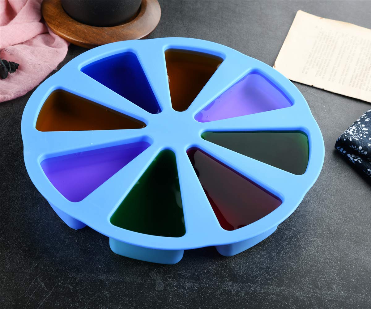 MIREN 8 Triangle Cavity Silicone Portion Cake Mold Scottish Scone & Cornbread Pan Slices Pastry Pan Pizza Slices Pan (Blue) by MIREN