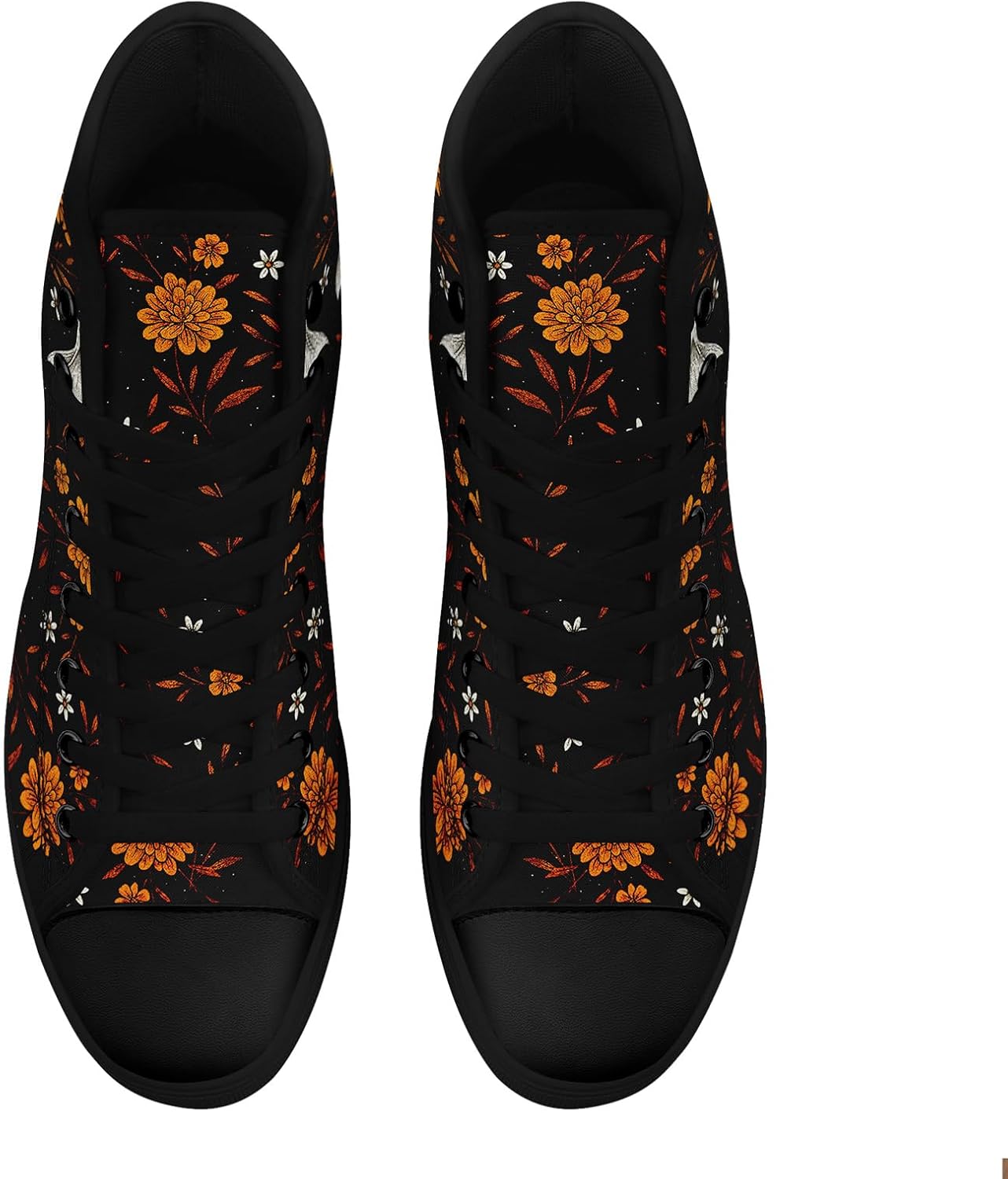 Womens Mens Vintage Floral High Top Canvas Sneakers Dark Style Cottagecore Lace-Up Casual Shoes Fashion Streetwear Sneakers - Image 4