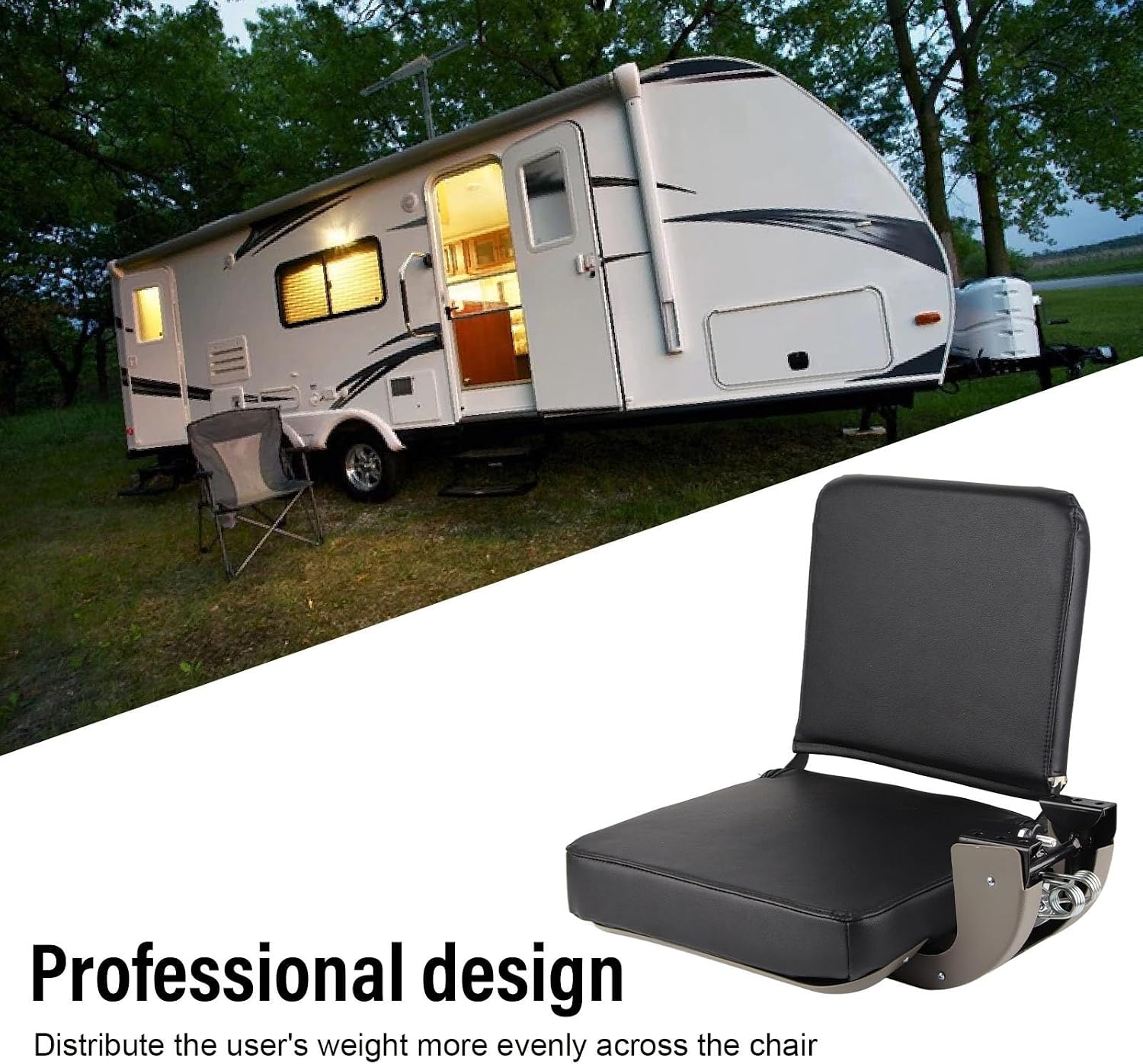 RV Folding Chair, Heavy Duty Automatic Rebound Seat with Comfortable Sponge & PU Leather for Bus RV