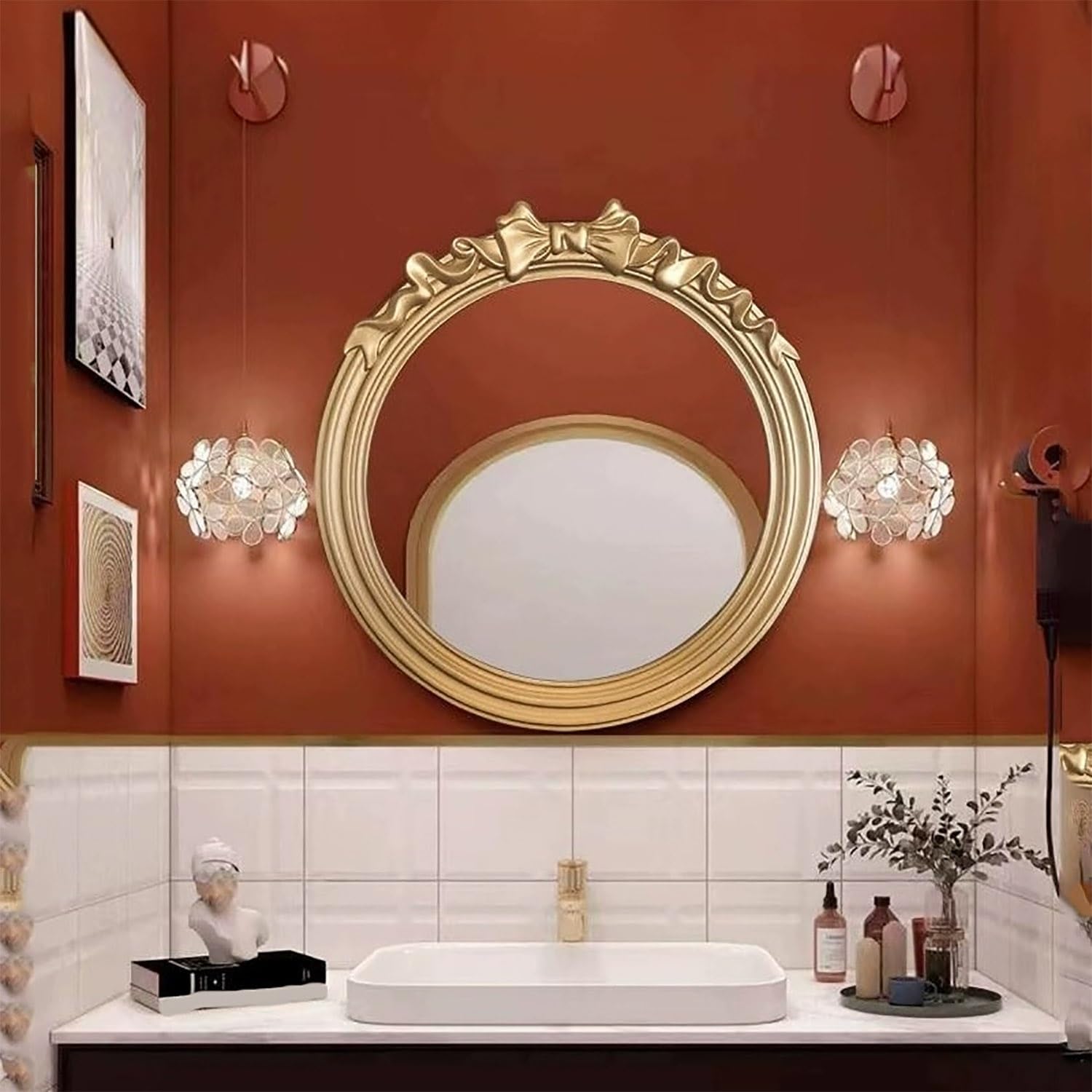 FGXHHS French Vintage Wall Mirror, Ornate Baroque Design, for Bathroom Vanity, Entryway, Living Room, Bedroom