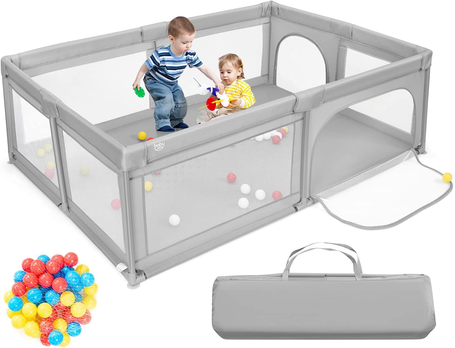 BABY JOY Baby Playpen, 205 x 147 cm ExtraLarge Play Yard with 50 Ocean