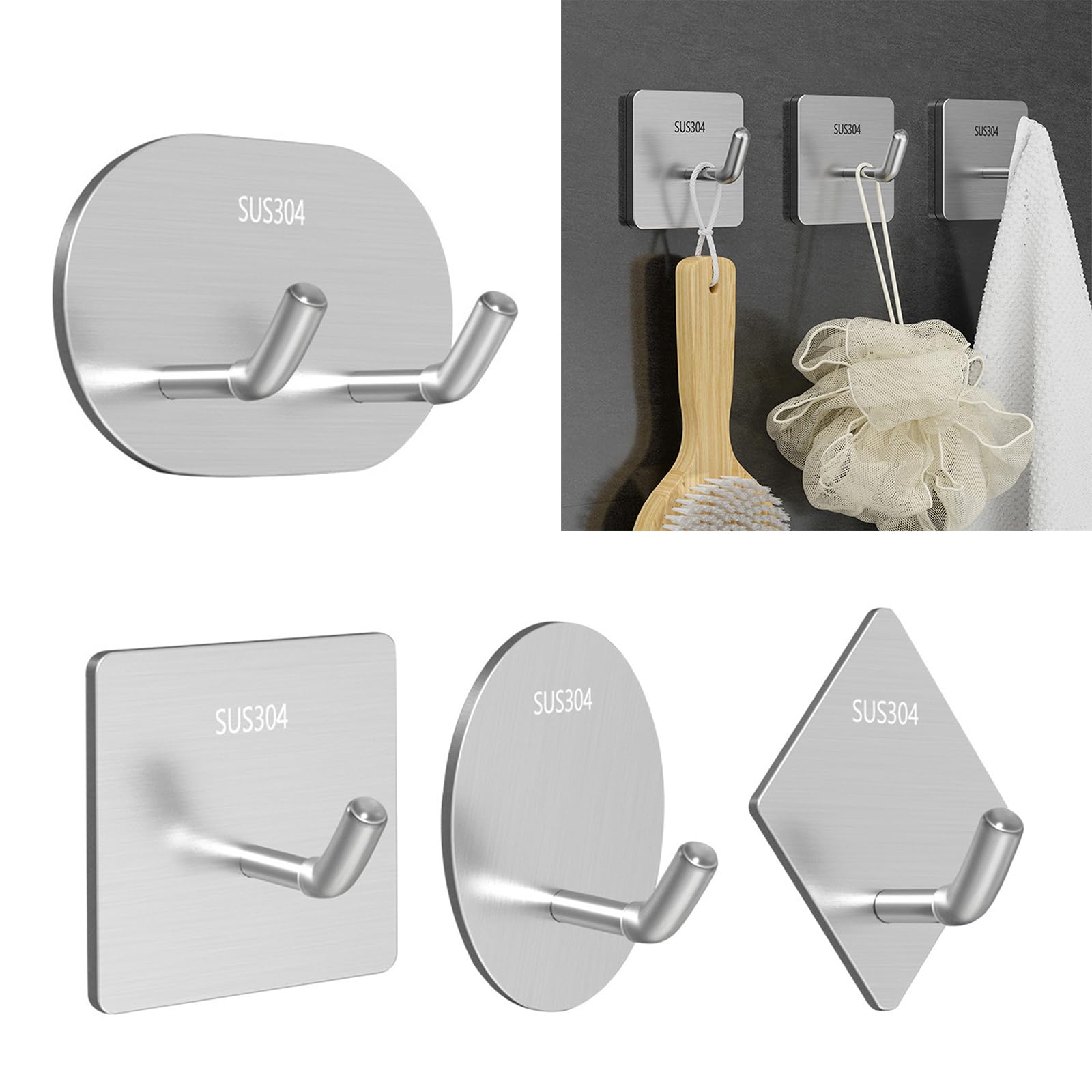 5 Ganci Rotondi Autoadesivi Per Parete: Per Bagno E Cucina, Senza Fori - Design Cromato