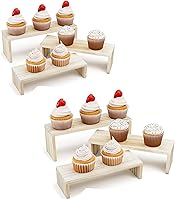 Vista 6 de Soporte de madera para exhibición, 6 paquetes de elevadores de madera para eventos de proveedores, soporte apilable de madera para cupcakes de 3