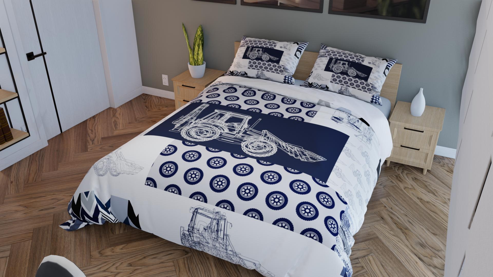 Feelyou Kids Construction Bedding Set Trucks Duvet Cover