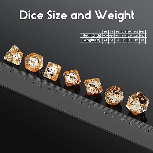 Miniatura 218 de DNDND - Juego de dados DND de resina de 7 piezas con bolsa de terciopelo para juegos de rol D&D y juegos de mesa