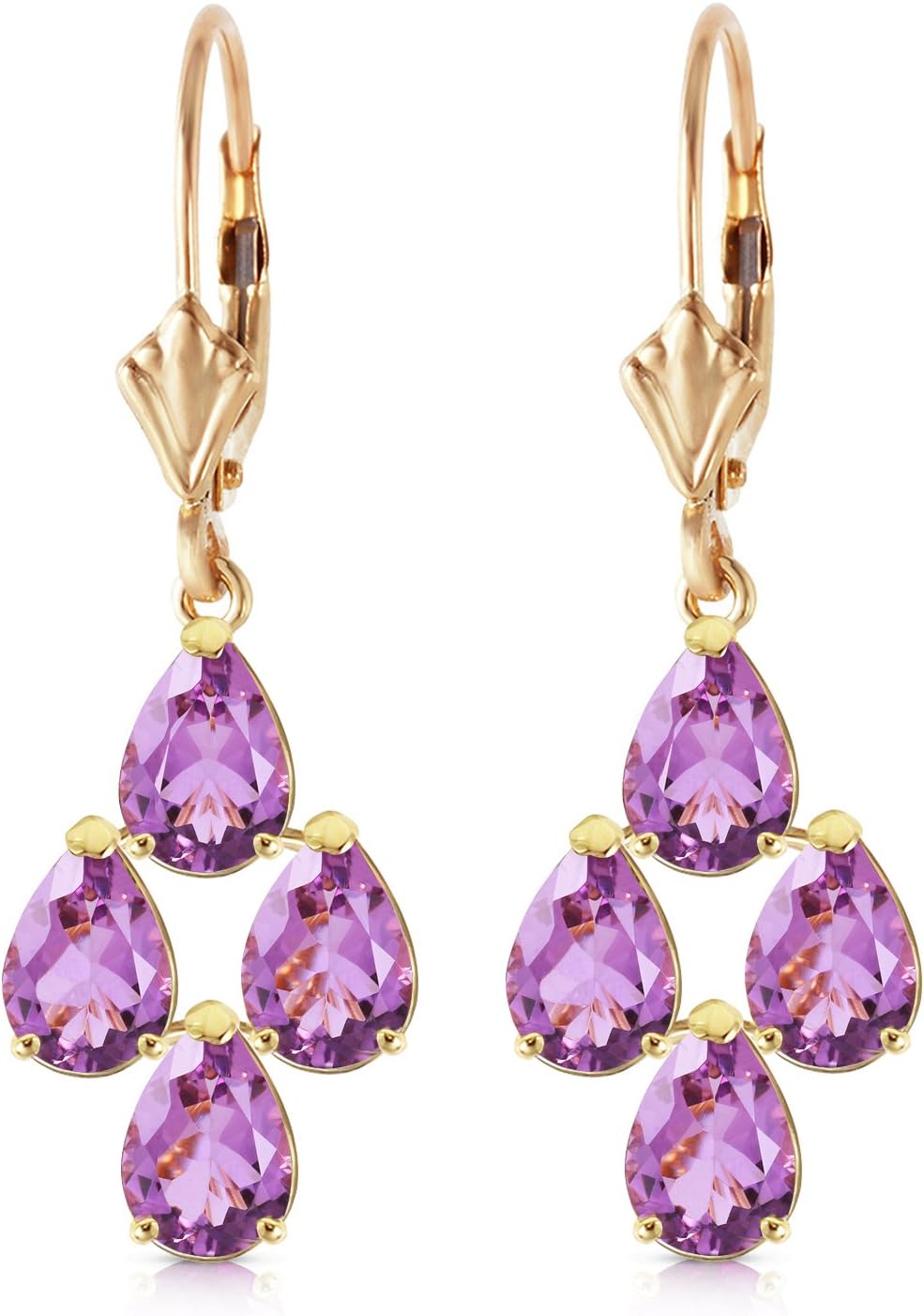 Galaxy Gold GG 14k Yellow Gold Leverback Earrings with Amethysts Dangle - Image 3
